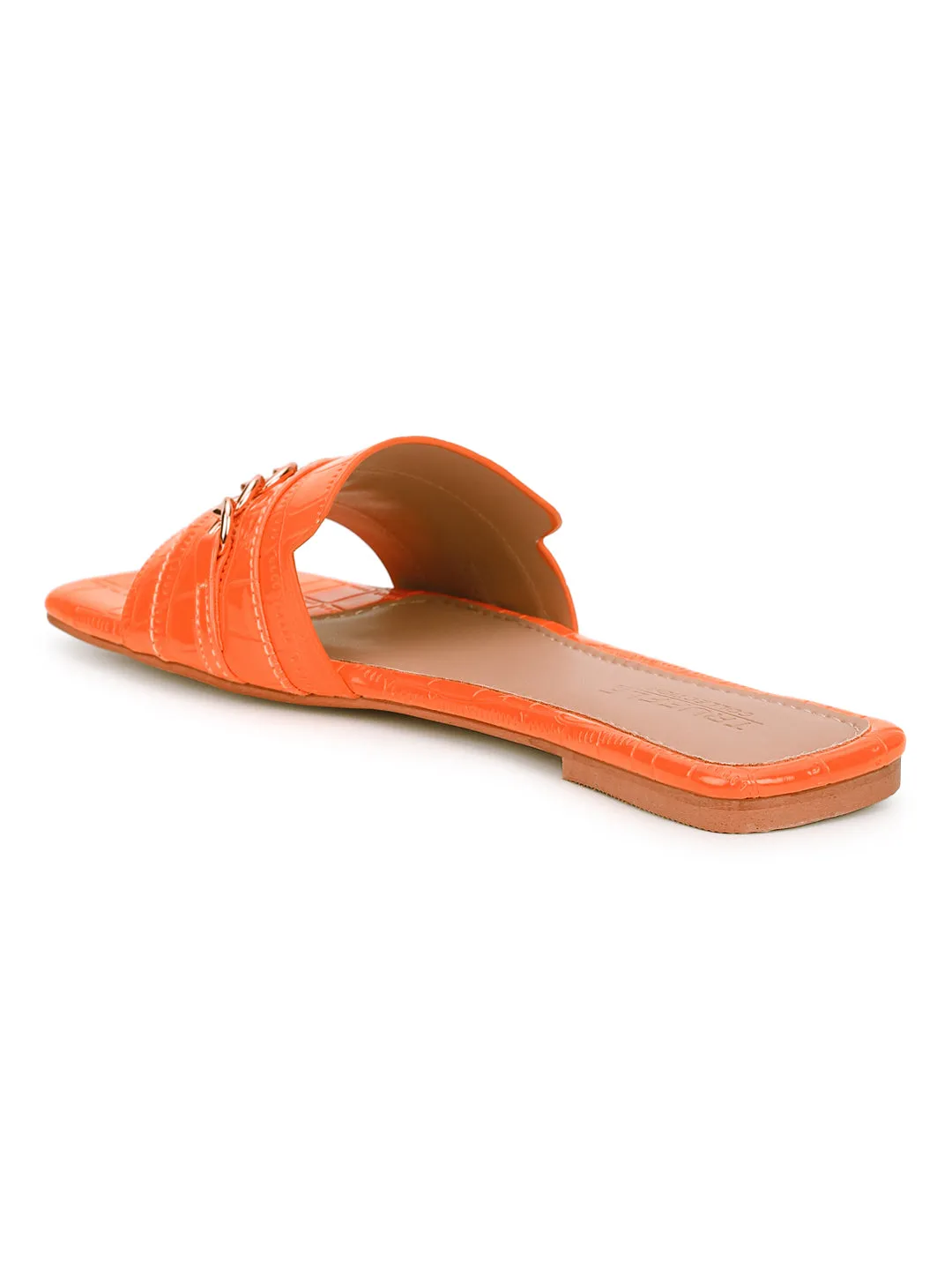 Orange Croc Patent Schlupf-Slipper (TC-ST-003-ORA)