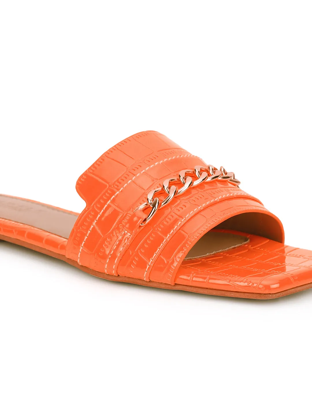 Orange Croc Patent Schlupf-Slipper (TC-ST-003-ORA)