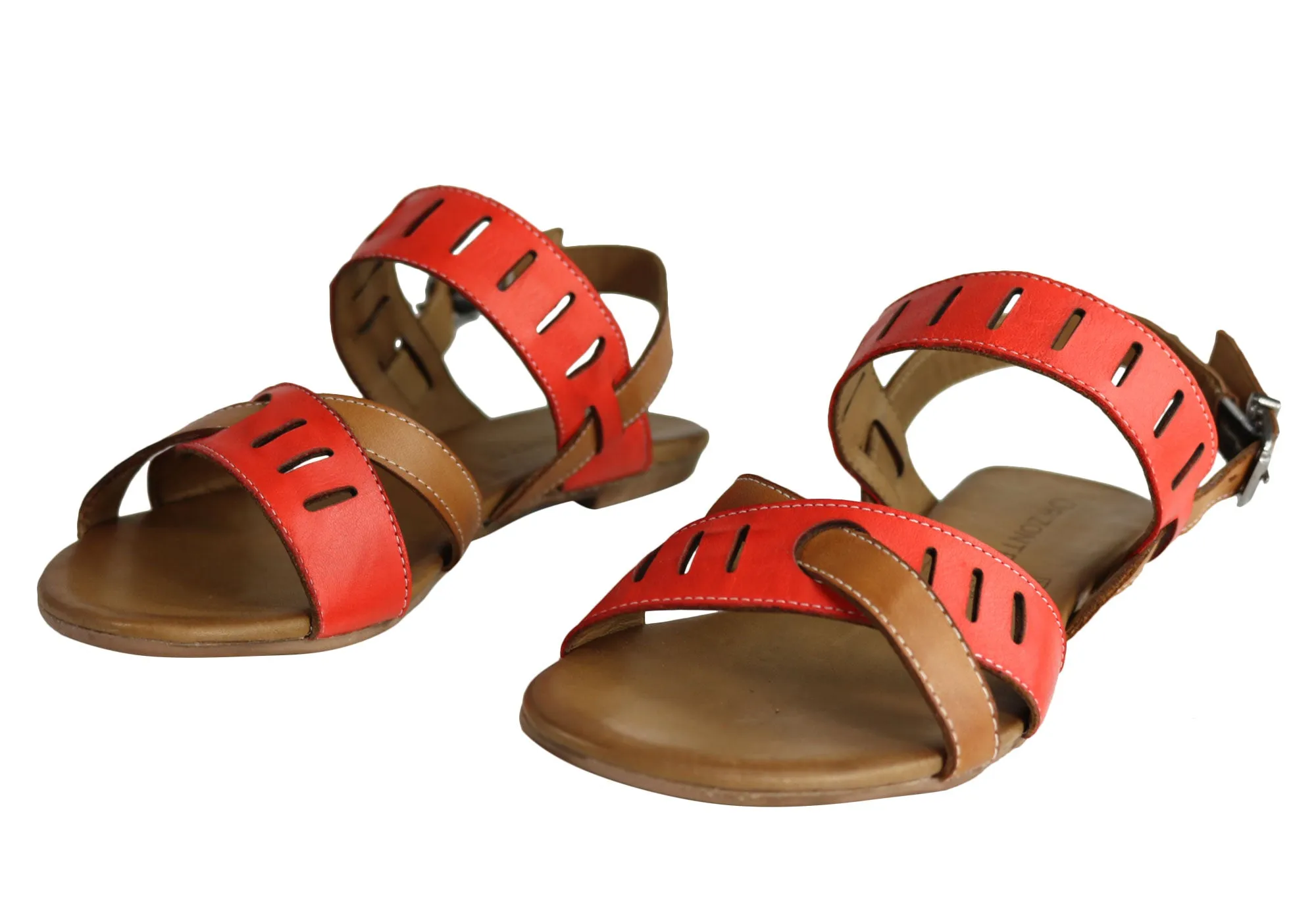 Orizonte Toto Damen Europäische Leder Bequeme Flache Modische Sandalen Orizonte Schuhe