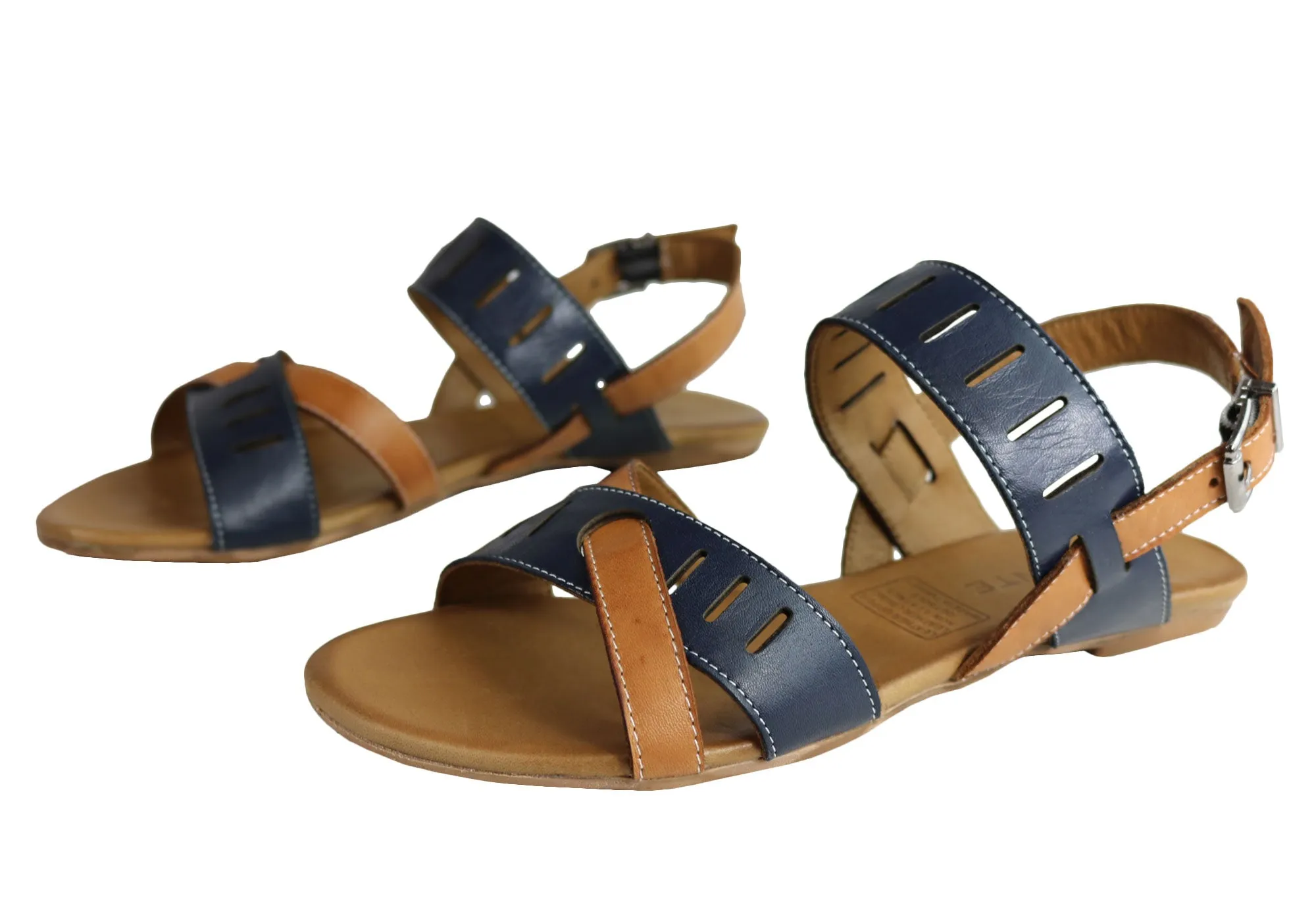 Orizonte Toto Damen Europäische Leder Bequeme Flache Modische Sandalen Orizonte Schuhe