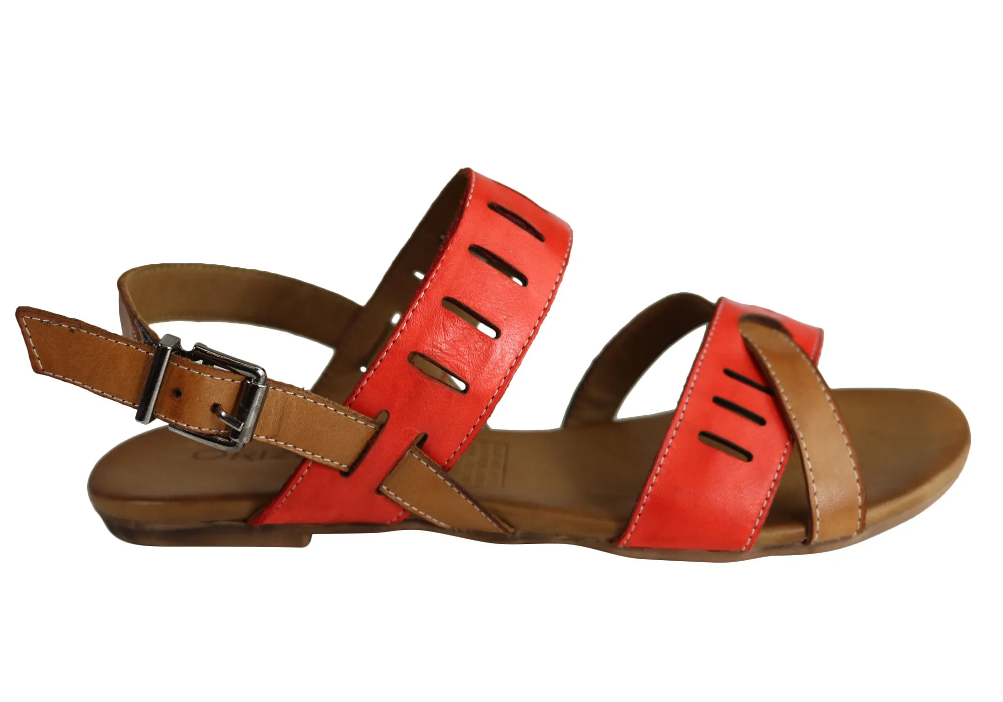Orizonte Toto Damen Europäische Leder Bequeme Flache Modische Sandalen Orizonte Schuhe
