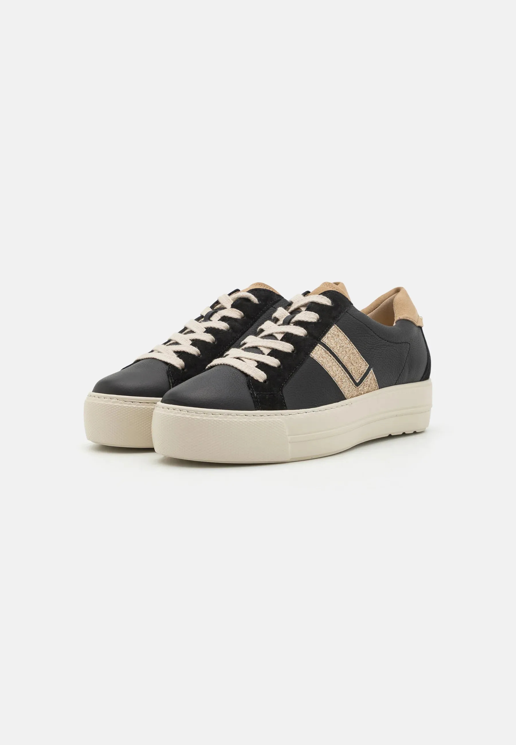 Paul Green Black Platform Trainer mit Glitzer