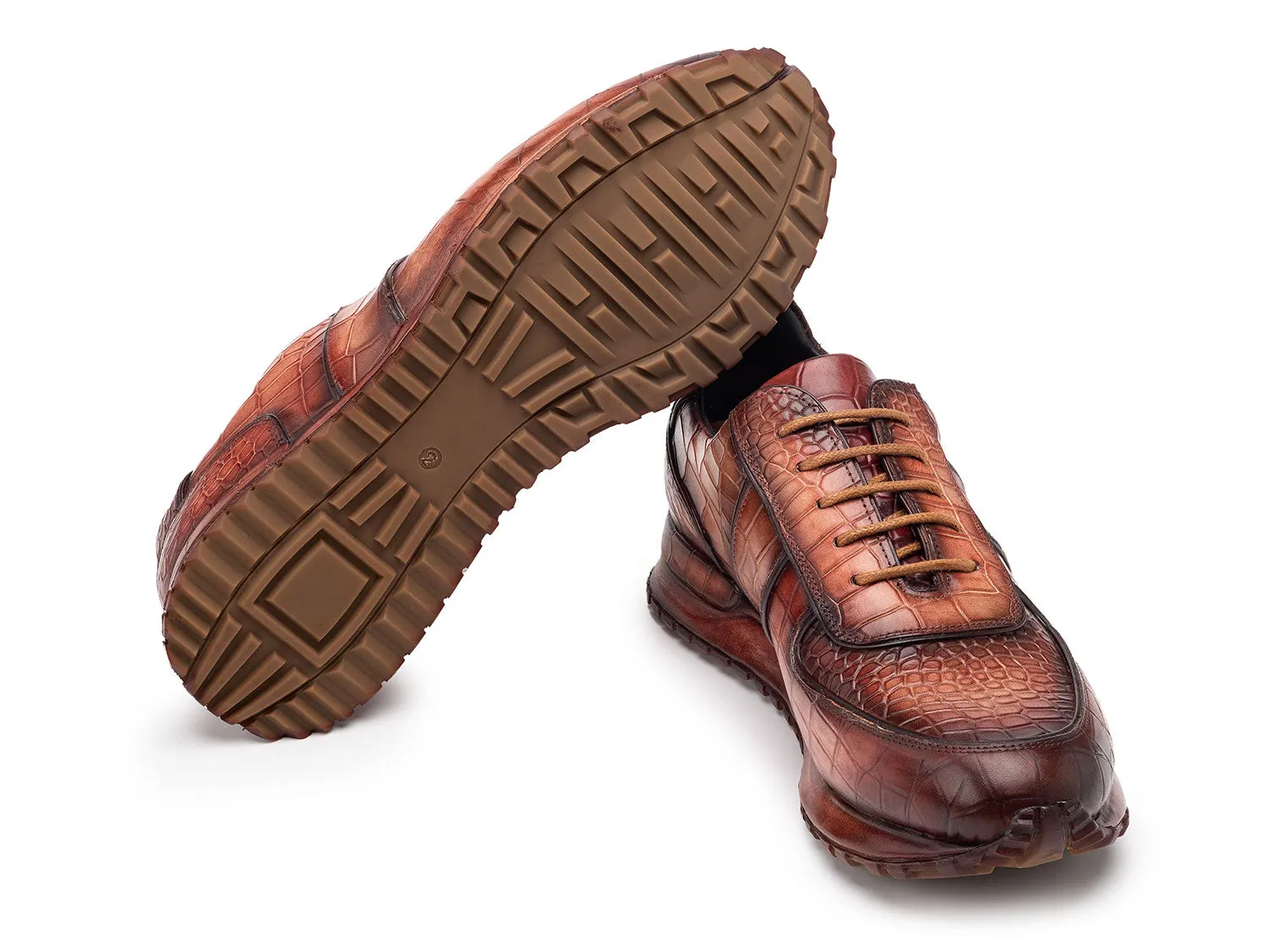 Paul Parkman Schuhe Paul Parkman Herren Gebürstete Strukturierte Leder-Sneakers in Braun