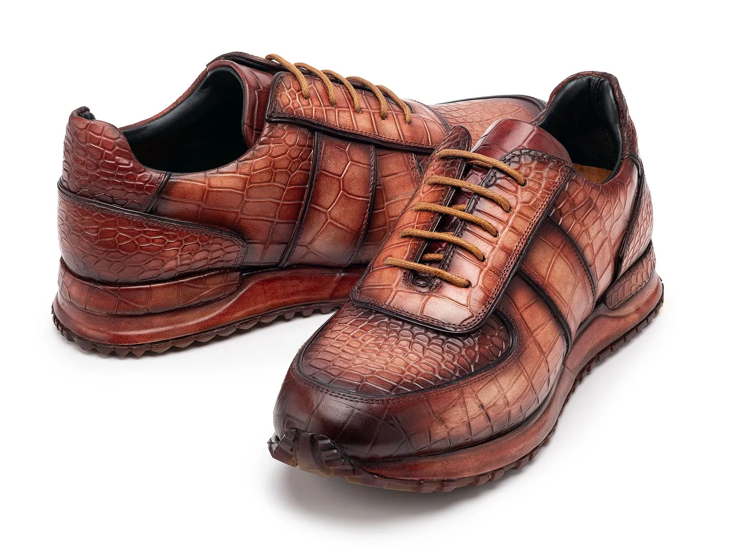 Paul Parkman Schuhe Paul Parkman Herren Gebürstete Strukturierte Leder-Sneakers in Braun