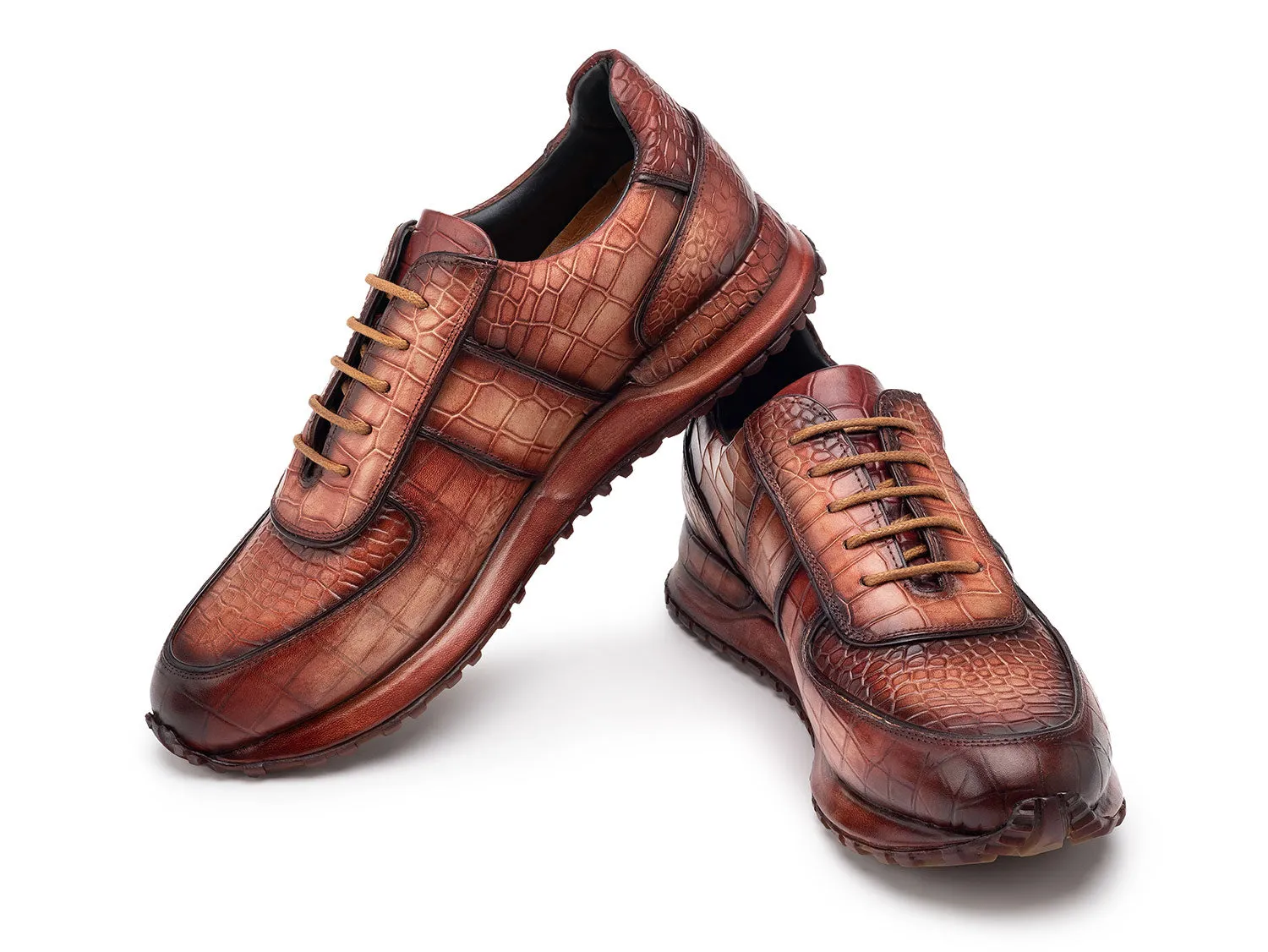 Paul Parkman Schuhe Paul Parkman Herren Gebürstete Strukturierte Leder-Sneakers in Braun