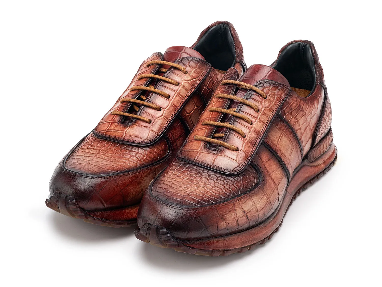 Paul Parkman Schuhe Paul Parkman Herren Gebürstete Strukturierte Leder-Sneakers in Braun