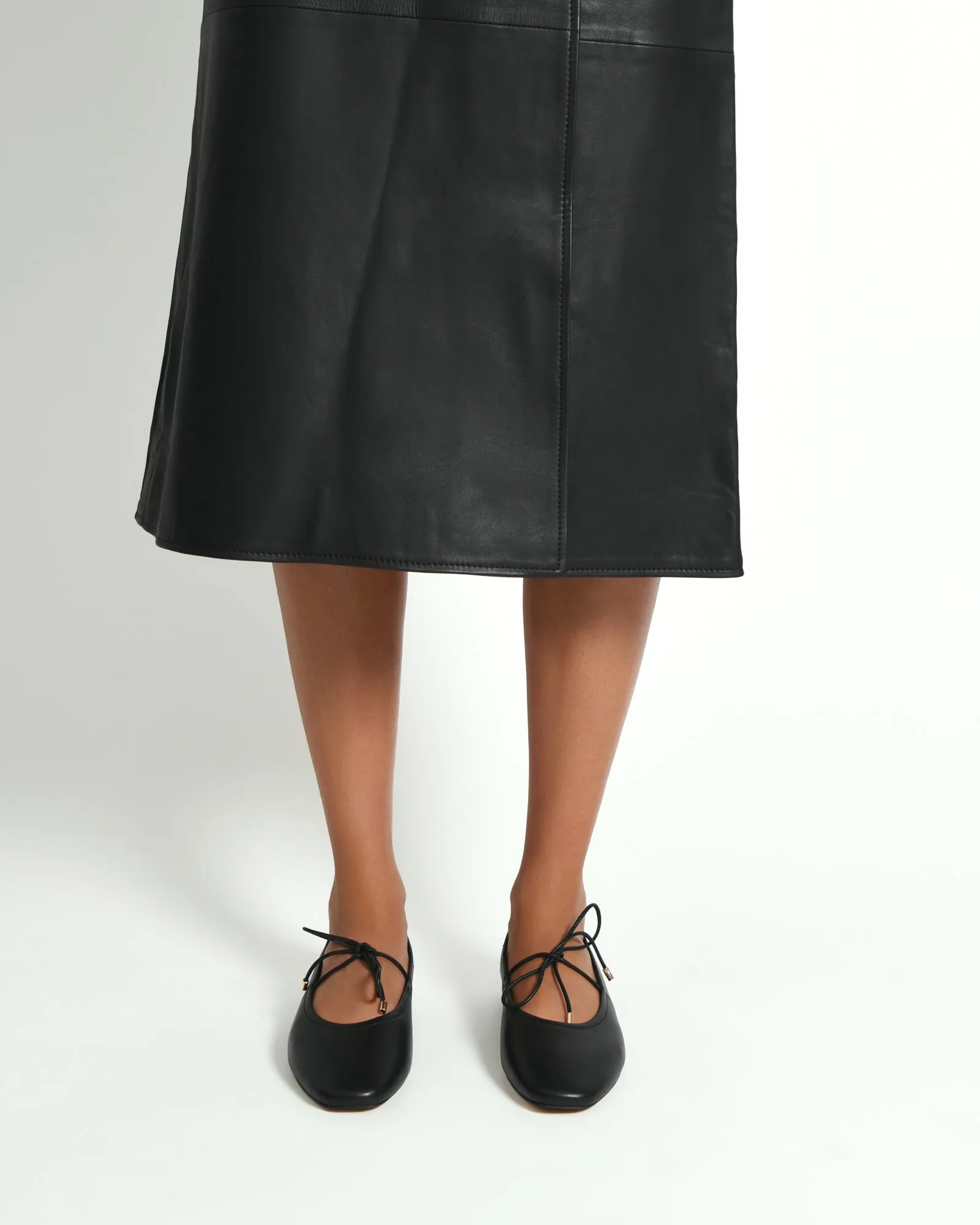 PETAL CASUAL FLATS SCHWARZES LEDER