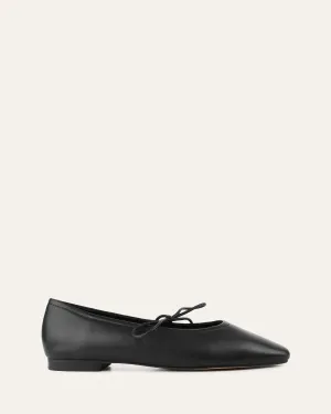 PETAL CASUAL FLATS SCHWARZES LEDER