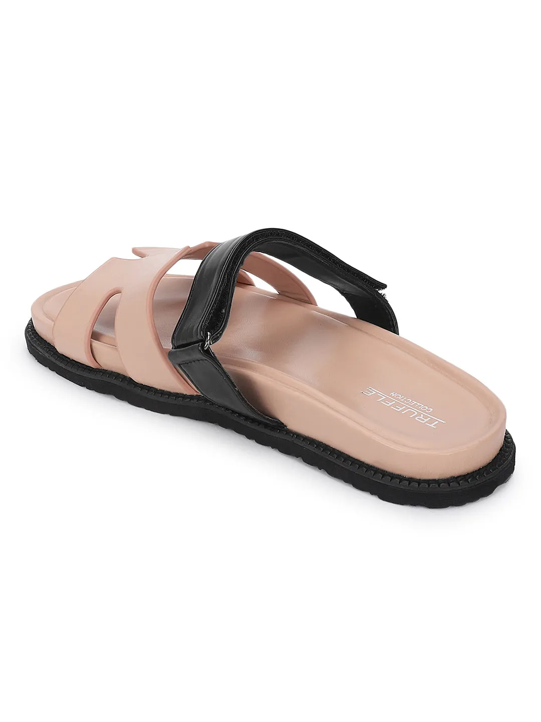 Pink Schwarz PU Schlupf-Flats (TC-ST12ORRY-PNKBLK)