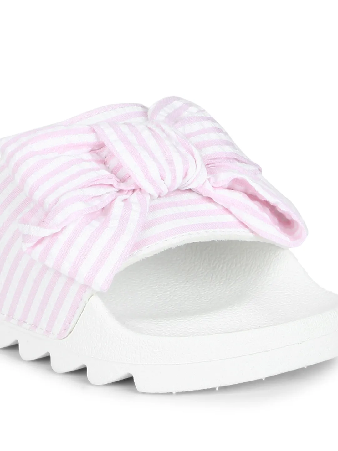 Rosa-weißes Gingham Chunky Flachschuh