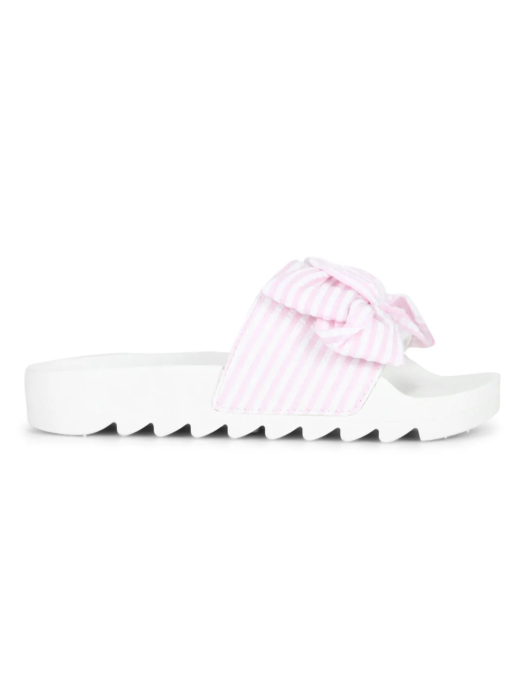 Rosa-weißes Gingham Chunky Flachschuh