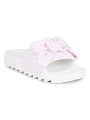 Rosa-weißes Gingham Chunky Flachschuh