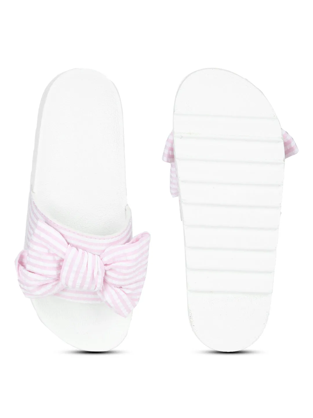 Rosa-weißes Gingham Chunky Flachschuh