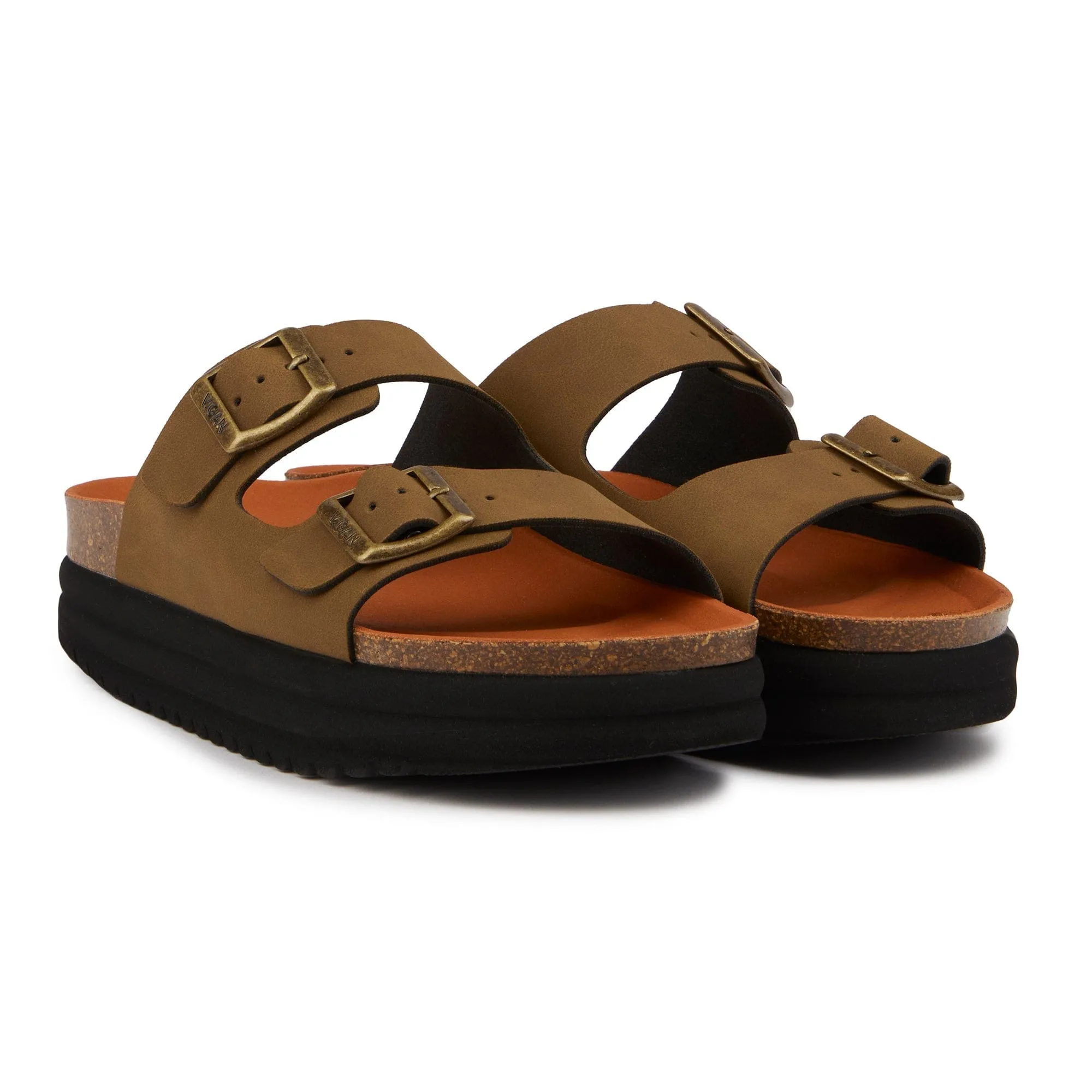 Plum Damen Sandalen mit veganem Fußbett | Braun