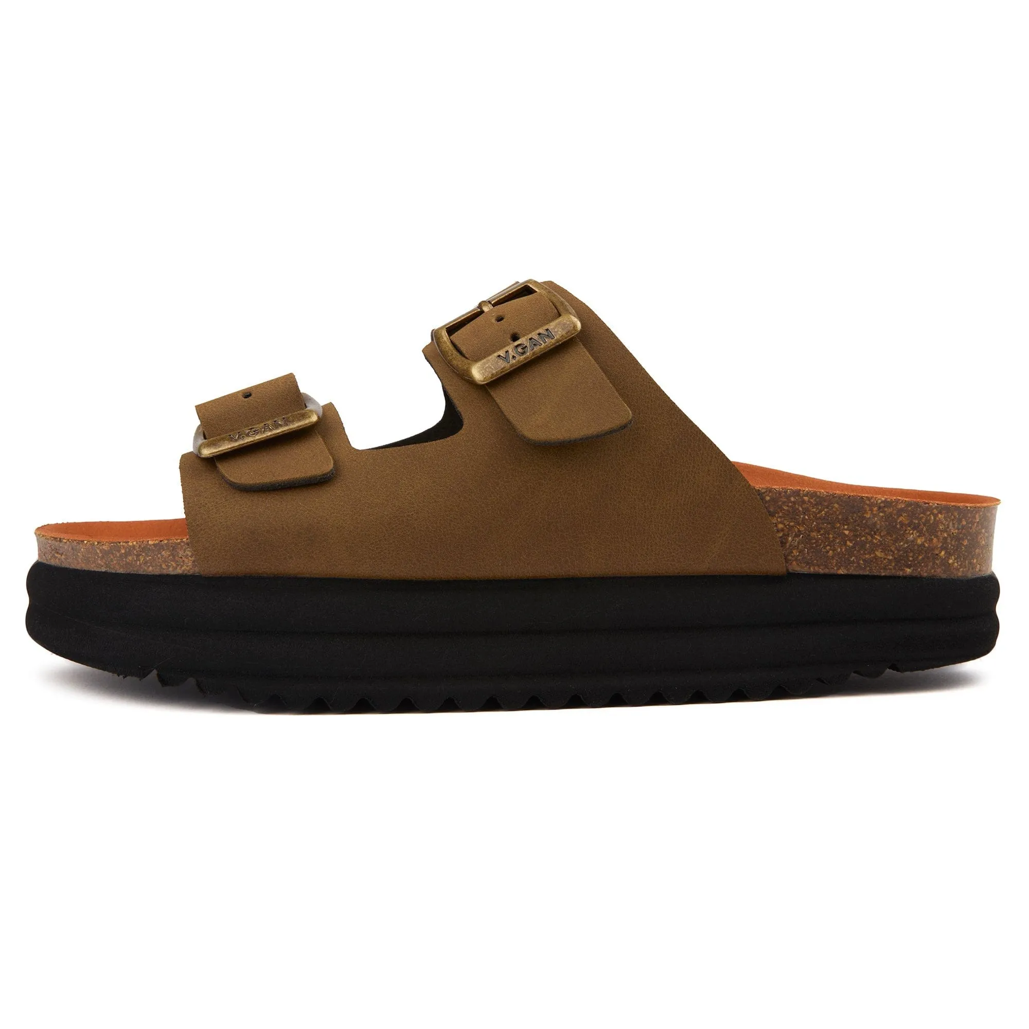 Plum Damen Sandalen mit veganem Fußbett | Braun