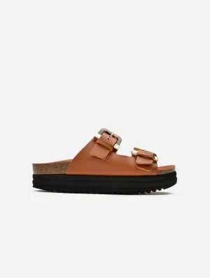 Plum Damen-Sandalen mit veganem Fußbett | Brauner Schildpatt-Look