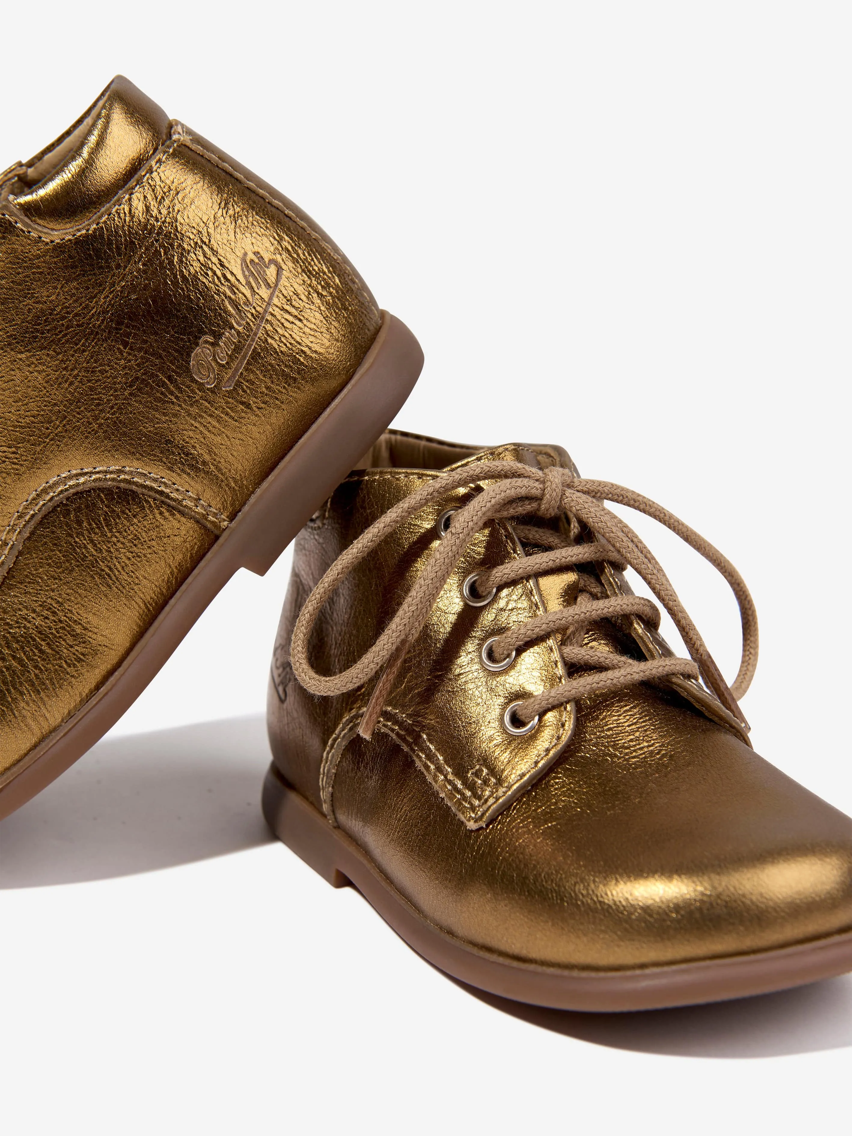 Pom D'Api Baby Mädchen Leder Nioupi Derby Stiefel in Gold