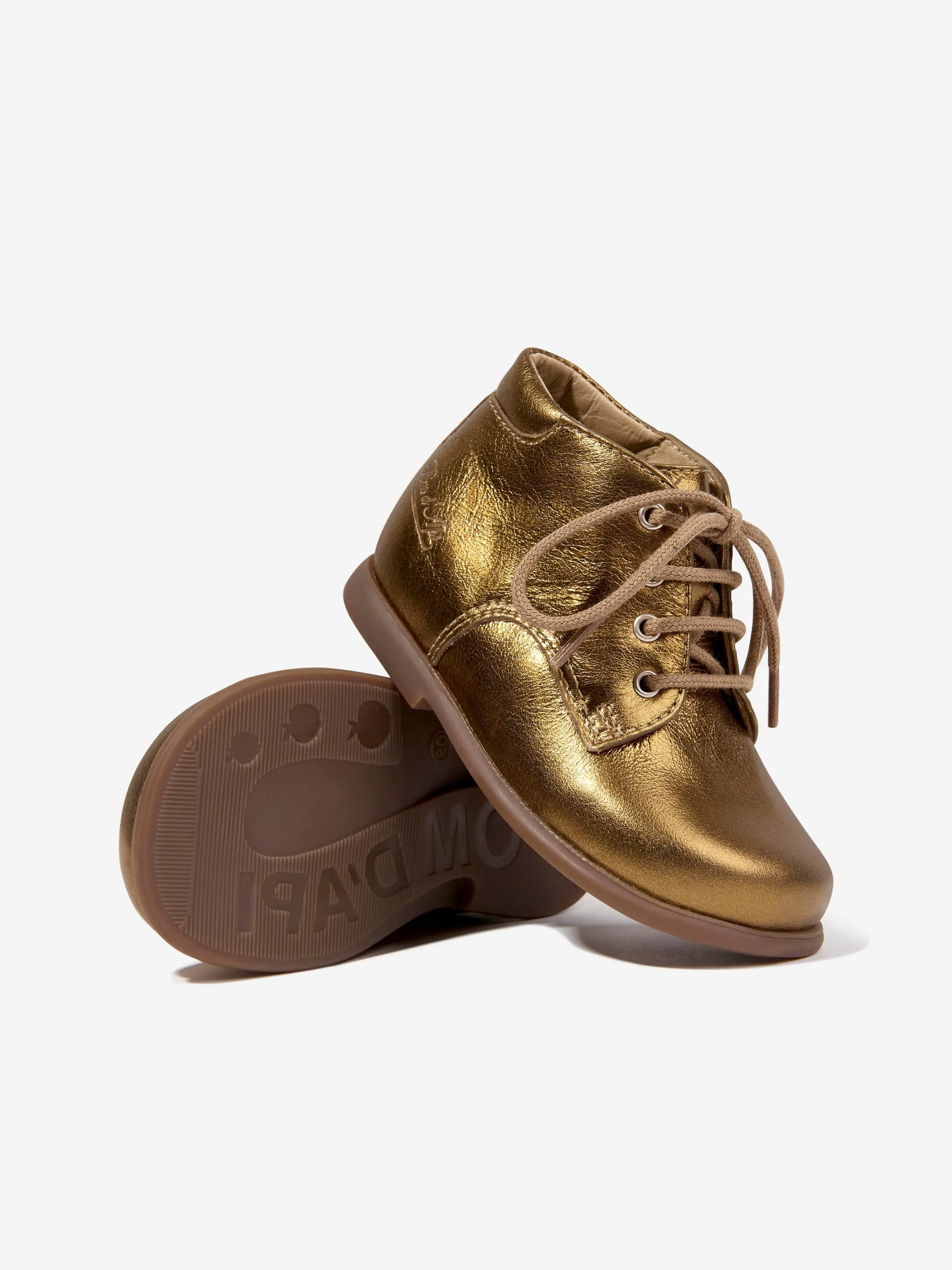 Pom D'Api Baby Mädchen Leder Nioupi Derby Stiefel in Gold