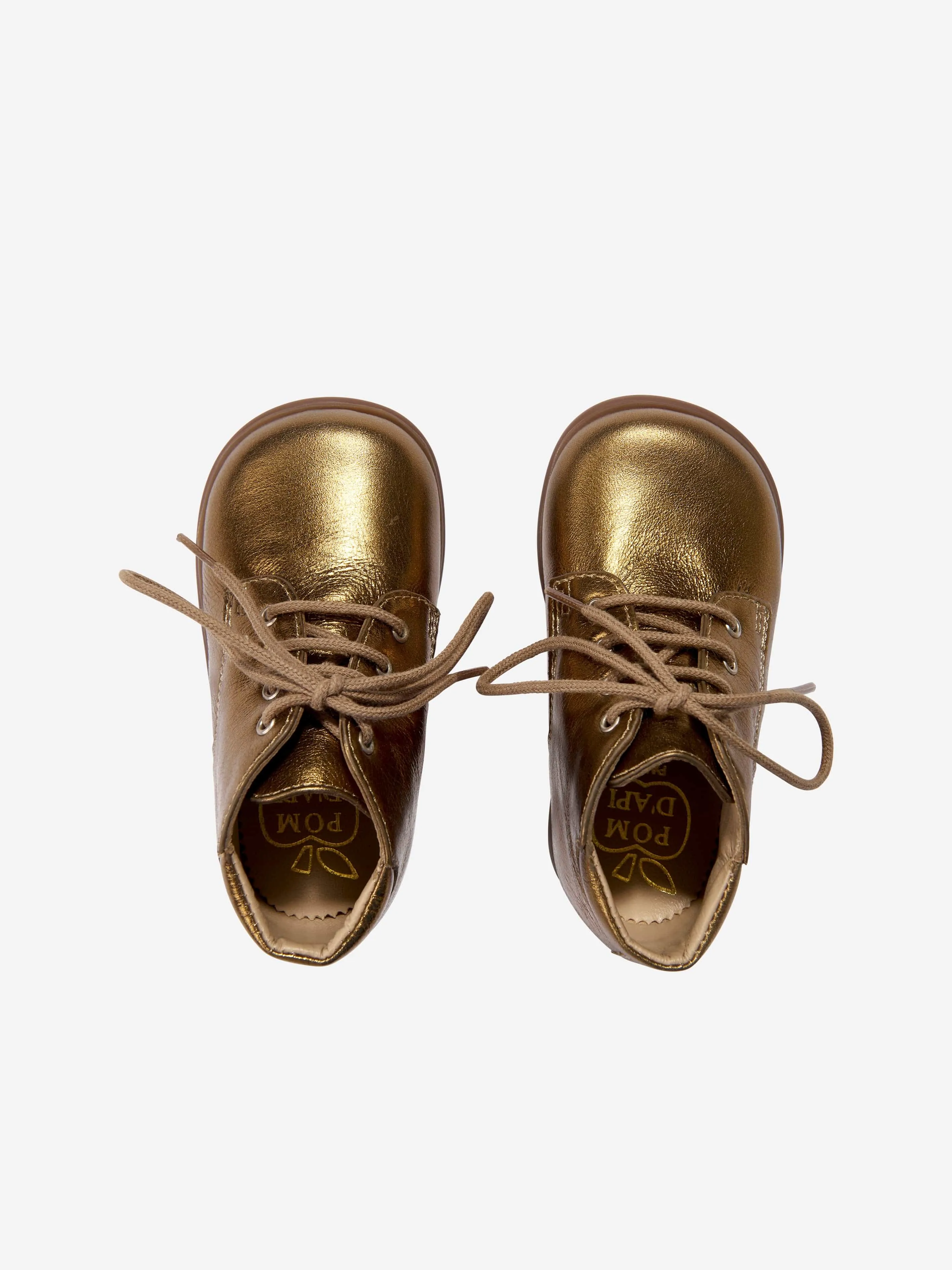 Pom D'Api Baby Mädchen Leder Nioupi Derby Stiefel in Gold