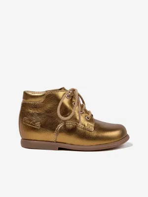 Pom D'Api Baby Mädchen Leder Nioupi Derby Stiefel in Gold