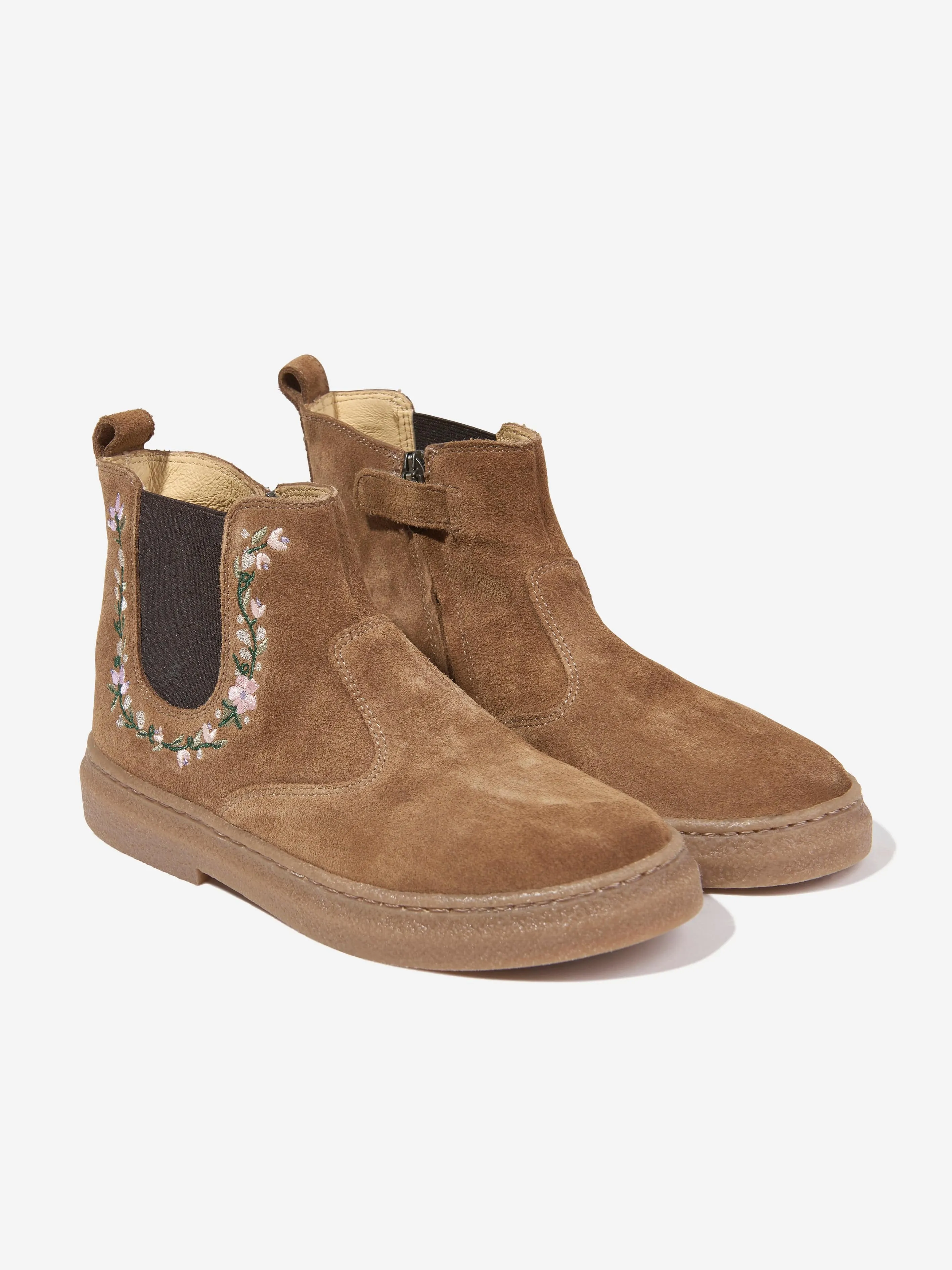 Pom D'Api Mädchen Wildleder Trix Jod Brodi Stiefel in Beige