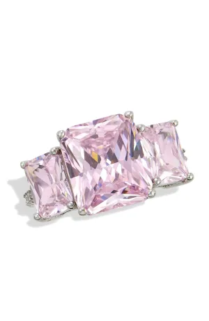 RHODIUM BESCHICHTETER AUSDRUCKSSTARKER ROSA 3-STEIN-RING ecco Schuhe
