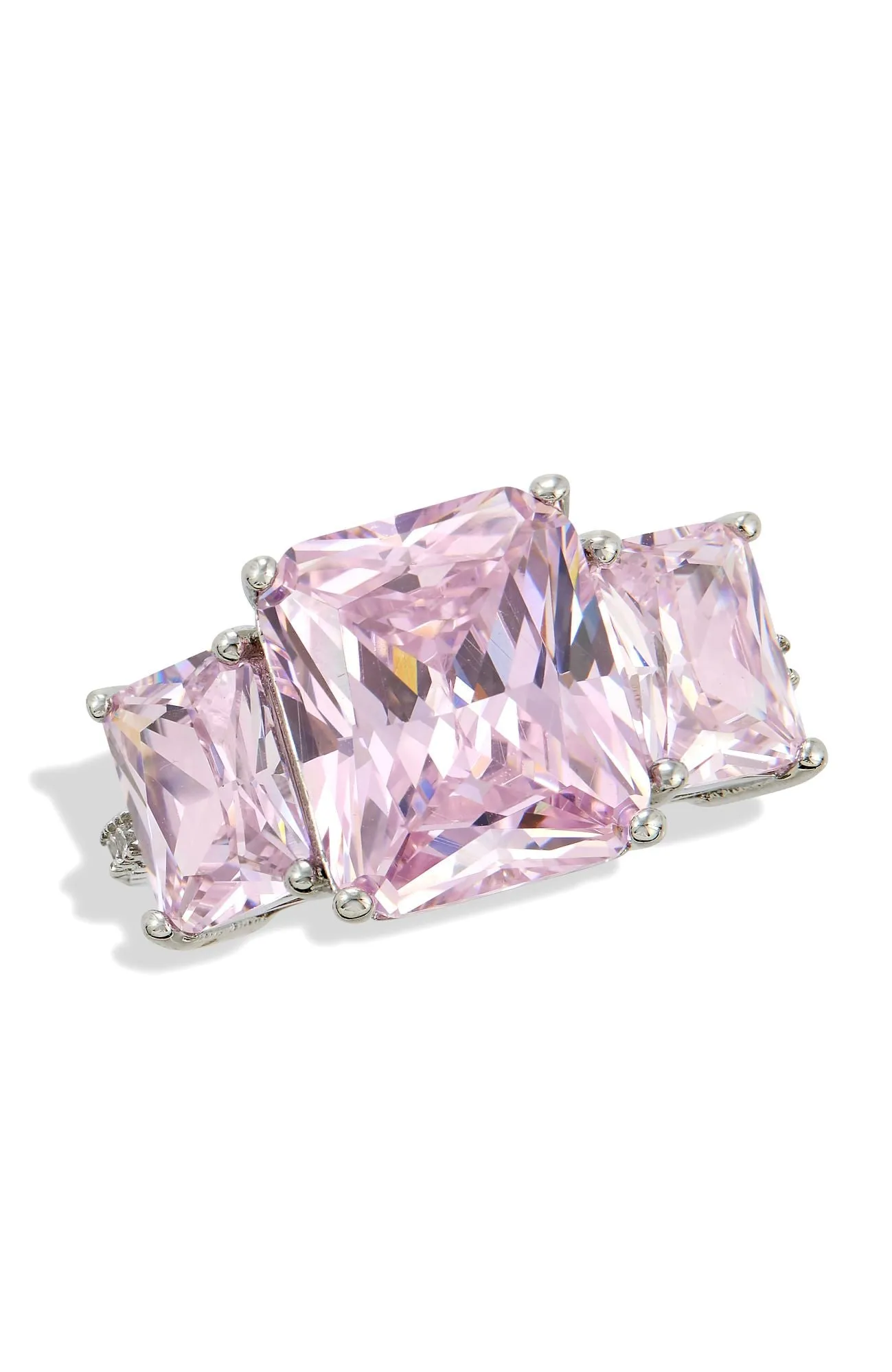 RHODIUM BESCHICHTETER AUSDRUCKSSTARKER ROSA 3-STEIN-RING ecco Schuhe