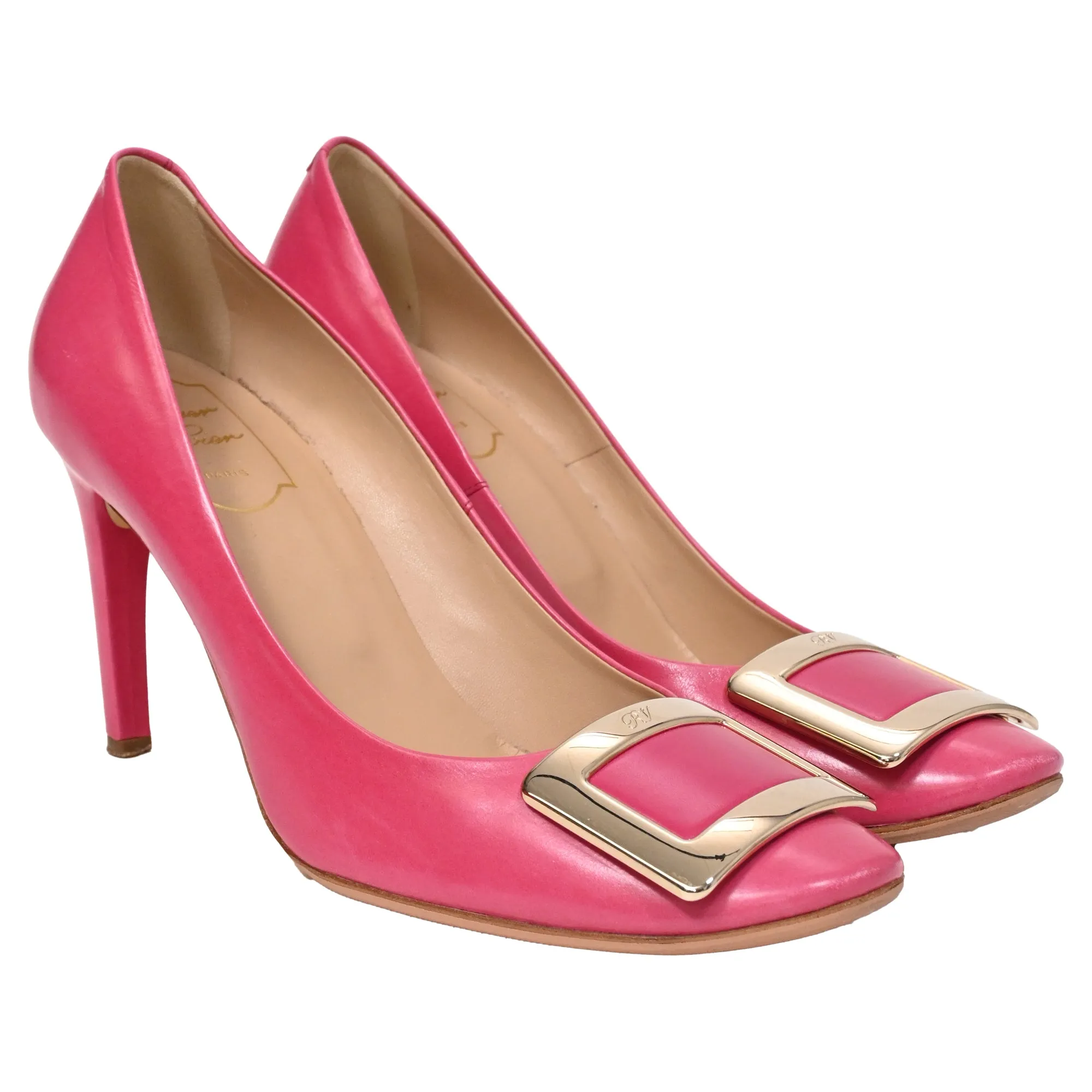Roger Vivier Pumps mit Trompeten-Schnallen-Detail in Rosa Kalbsleder_Roger-Vivier