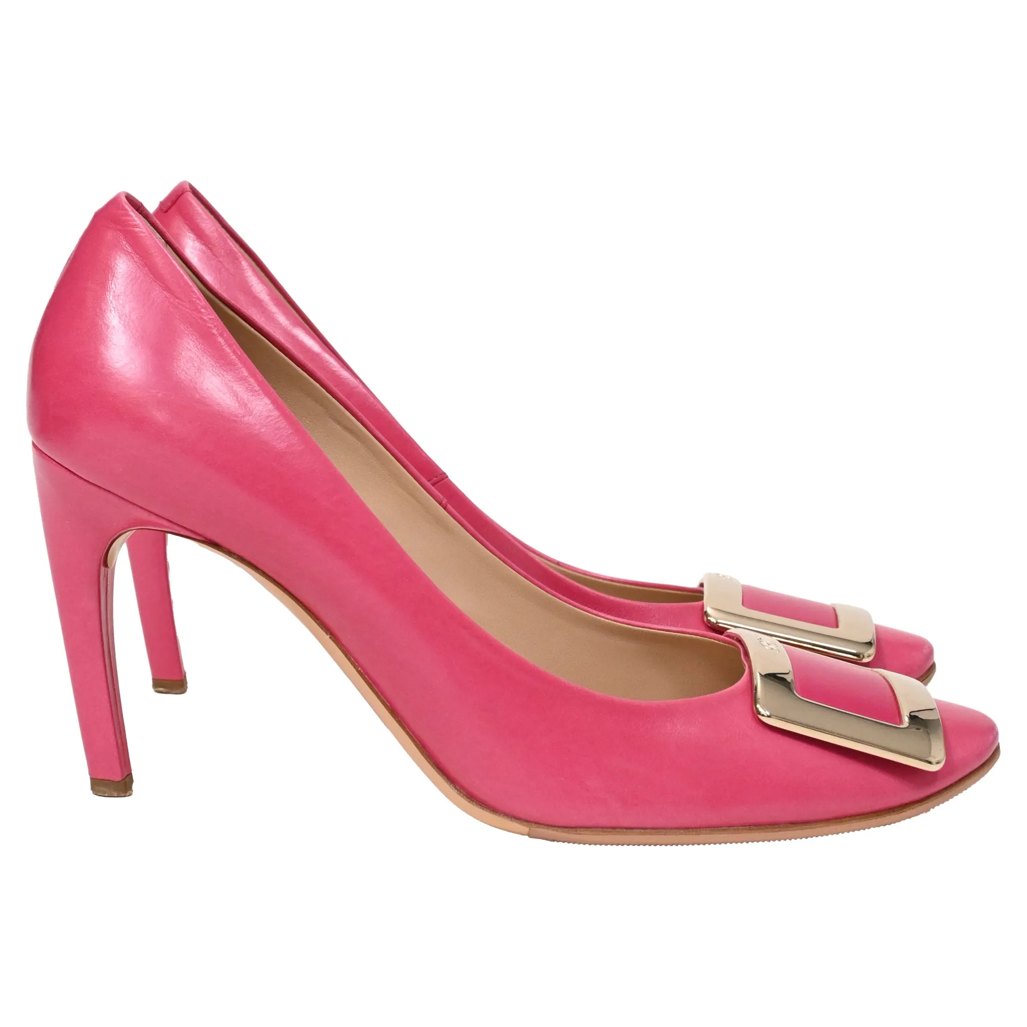 Roger Vivier Pumps mit Trompeten-Schnallen-Detail in Rosa Kalbsleder_Roger-Vivier