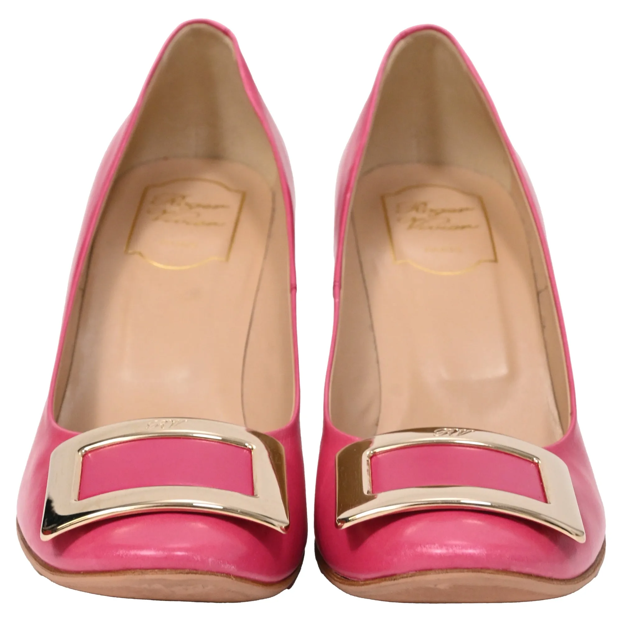 Roger Vivier Pumps mit Trompeten-Schnallen-Detail in Rosa Kalbsleder_Roger-Vivier