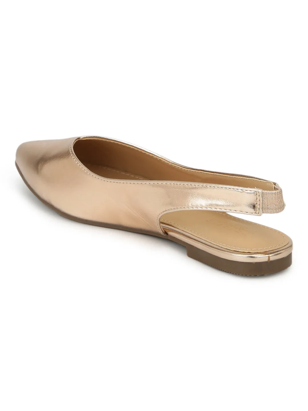 Rosegoldene Schlupfschuhe mit Rückenriemen