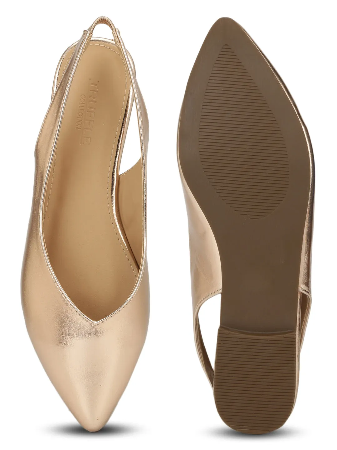Rosegoldene Schlupfschuhe mit Rückenriemen