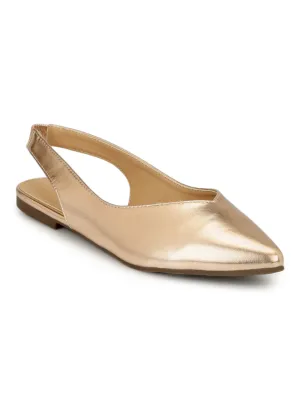 Rosegoldene Schlupfschuhe mit Rückenriemen