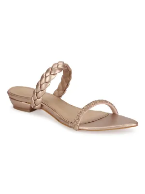 Roségold PU Geflochtene Spitzenschuhe (TC-SLC-SF51-RGLD)