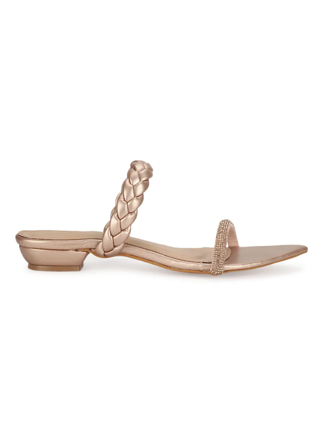 Roségold PU Geflochtene Spitzenschuhe (TC-SLC-SF51-RGLD)