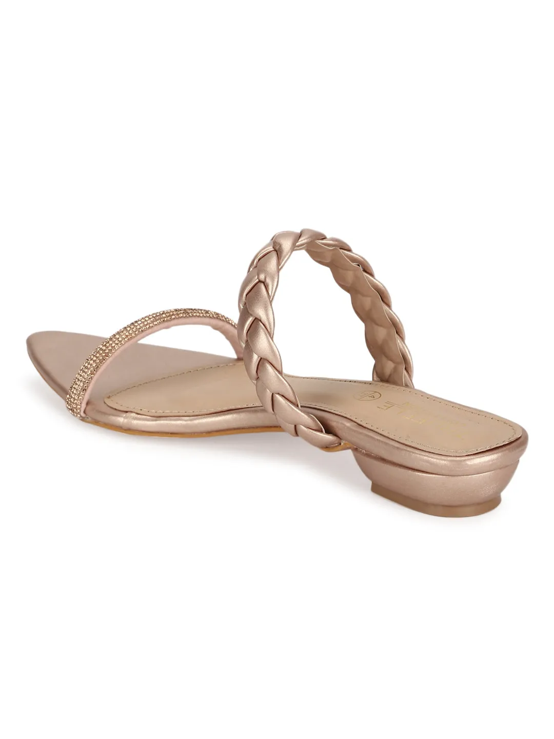 Roségold PU Geflochtene Spitzenschuhe (TC-SLC-SF51-RGLD)