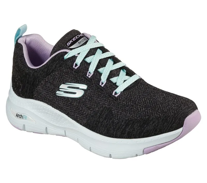 Skechers Schuhe Arch Fit Bequeme Welle Schwarz/Lila