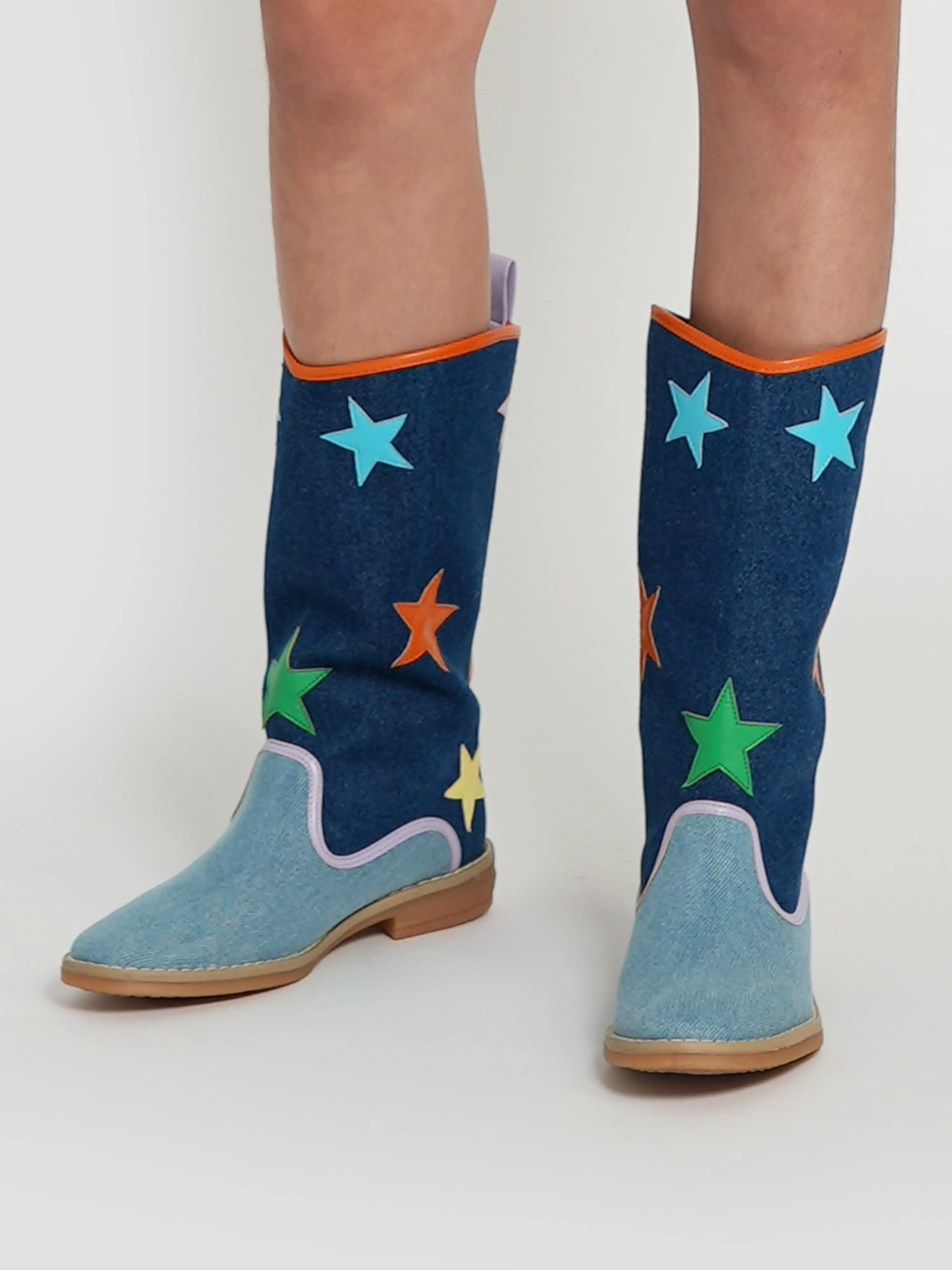 Stella McCartney Mädchen Denim Star Cowboy Stiefel in Blau