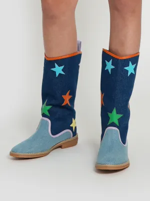 Stella McCartney Mädchen Denim Star Cowboy Stiefel in Blau