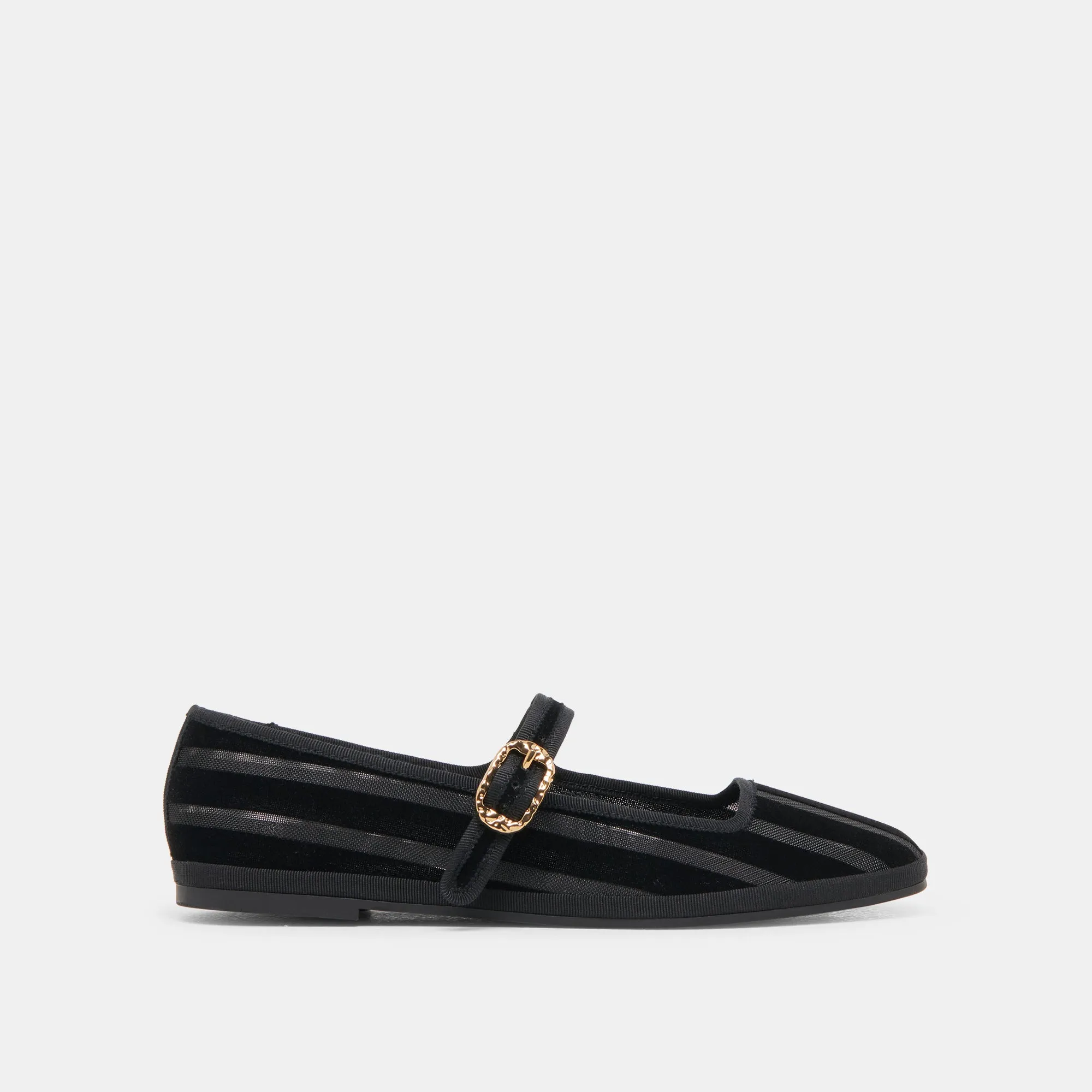 TAMEKA BALLETTFLACHER SCHWARZ GESTREIFTES MESH