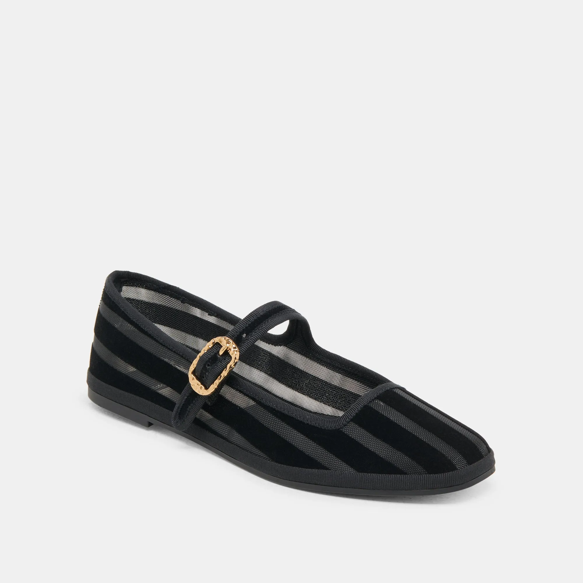 TAMEKA BALLETTFLACHER SCHWARZ GESTREIFTES MESH