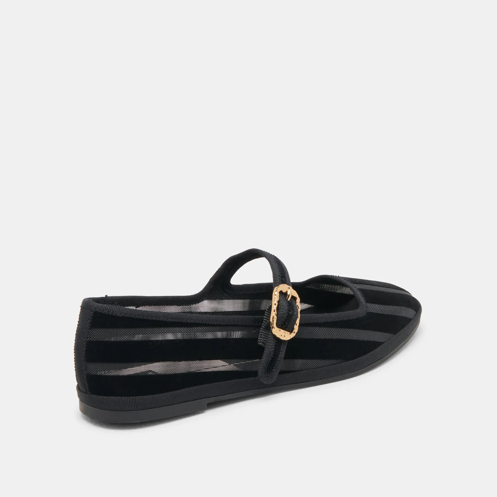 TAMEKA BALLETTFLACHER SCHWARZ GESTREIFTES MESH