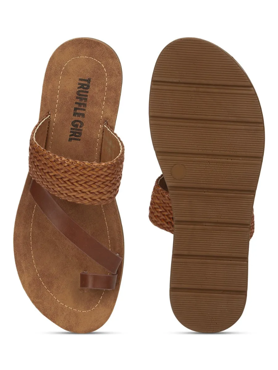 Braune PU Flache Slip-Ons