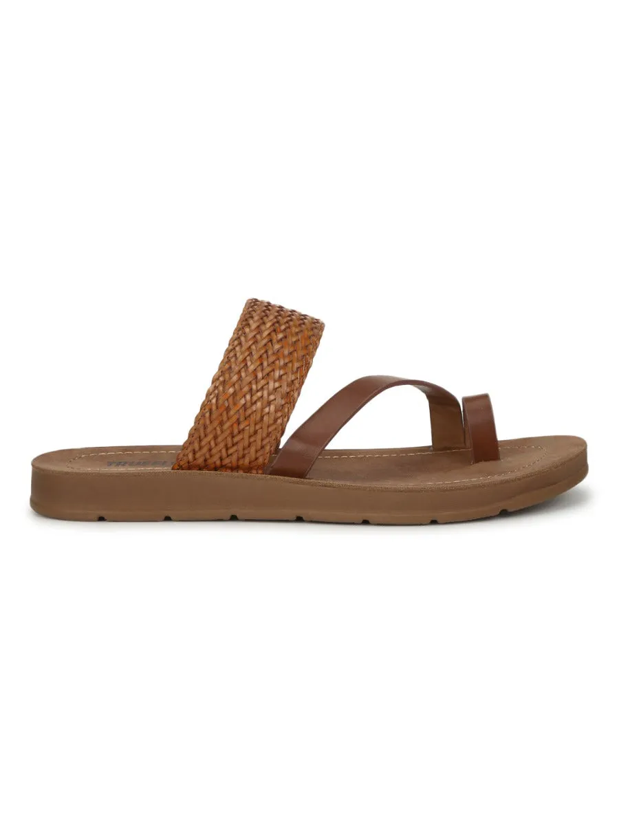 Braune PU Flache Slip-Ons