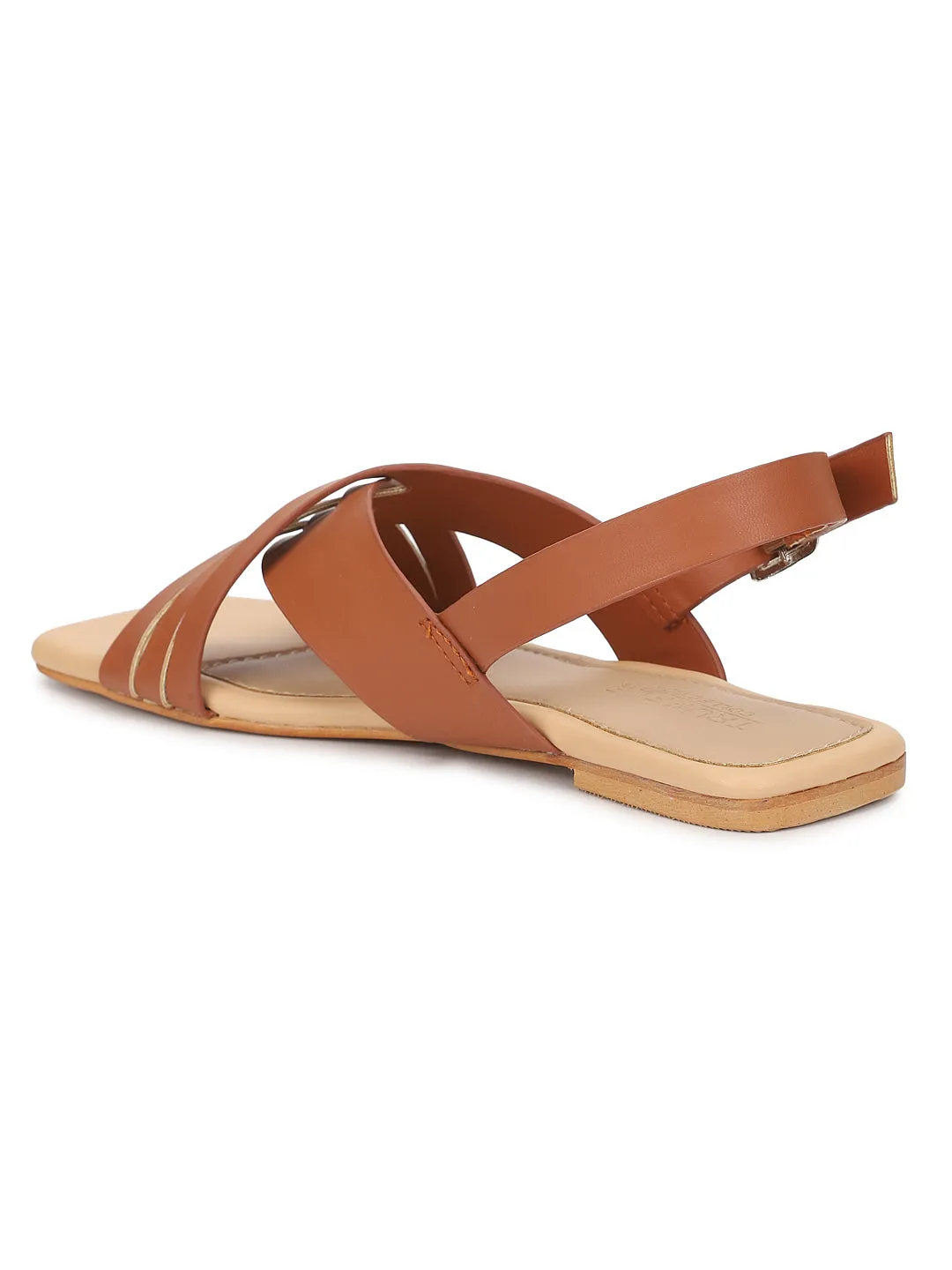 Tan PU Flats Sandalen (TC-ST-001-TAN)