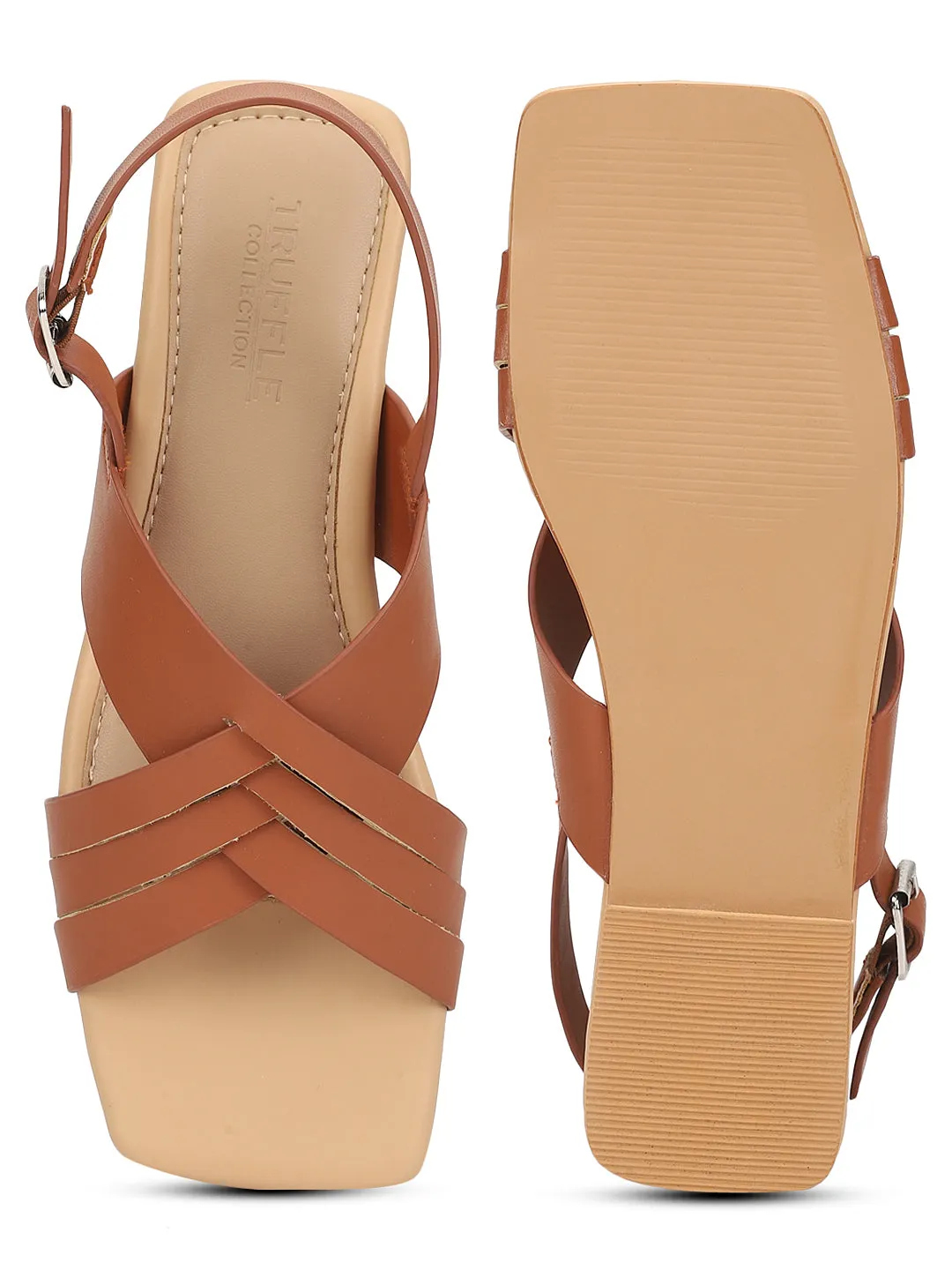 Tan PU Flats Sandalen (TC-ST-001-TAN)