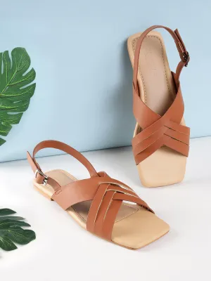 Tan PU Flats Sandalen (TC-ST-001-TAN)