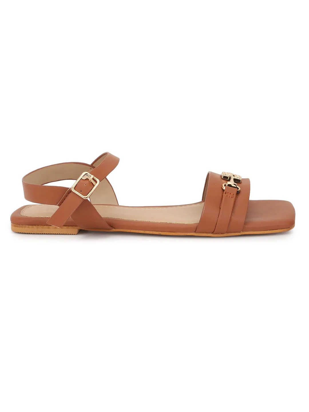 Tan PU Flats Sandalen (TC-ST-005-TAN)