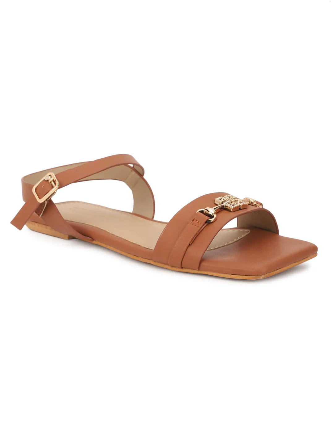 Tan PU Flats Sandalen (TC-ST-005-TAN)