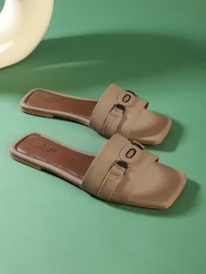 Tan PU Schlupf-Slipper (TC-ST-006-TAN)